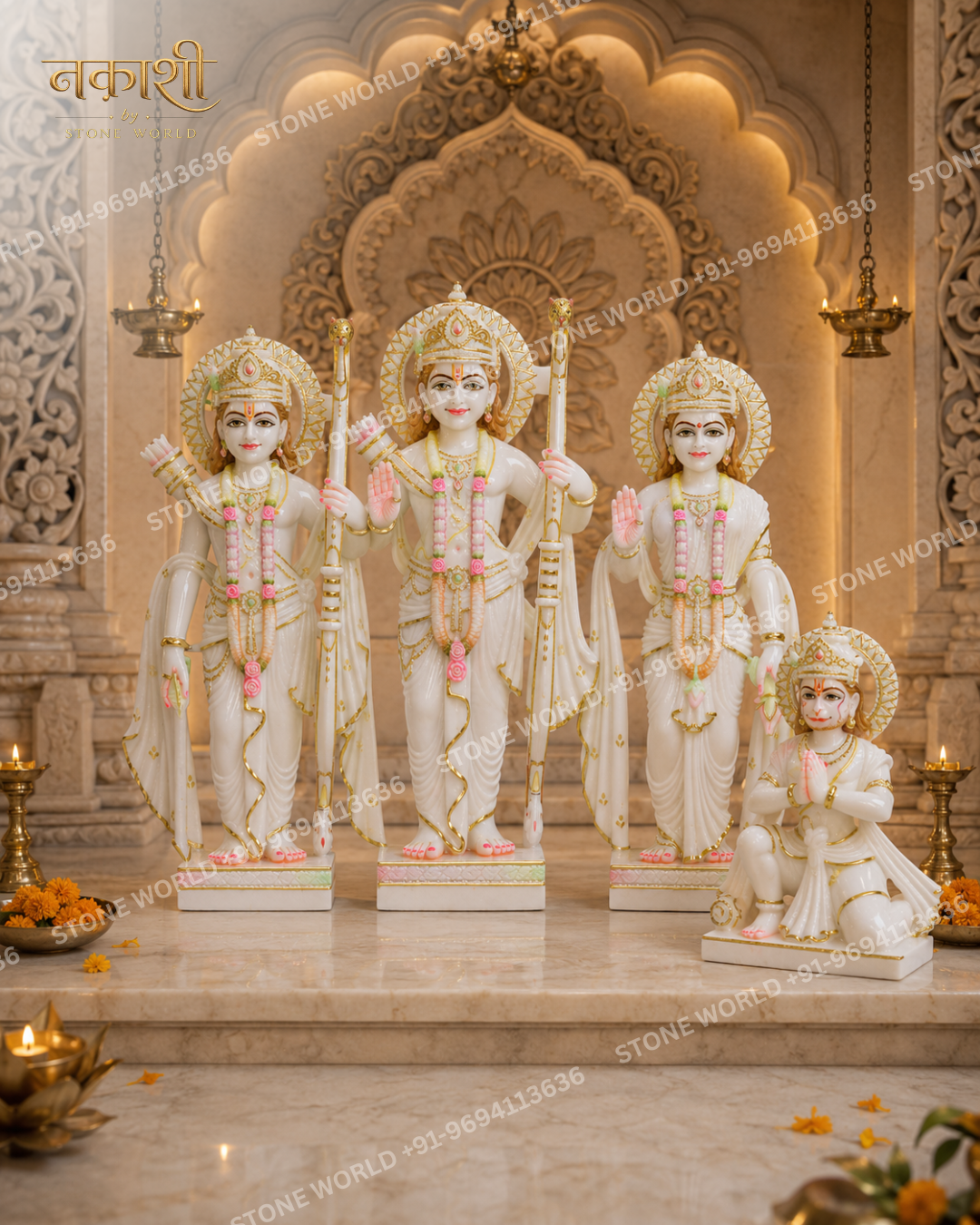 1 Ram Darbar Marble Statue Set - Image 1