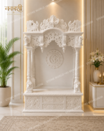 Pure White Marble Temple for Home – Handcrafted Pooja Mandir - Image 4