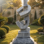 Abstract Twisted Marble Ribbon Sculpture
