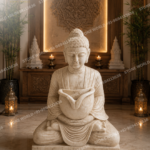 Meditating Buddha Marble Statue with Bowl