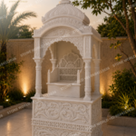 Outdoor Marble Temple for Garden – Weather-Resistant Marble Mandir