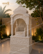 Outdoor Marble Temple for Garden – Weather-Resistant Marble Mandir