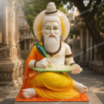 Sage Rishi Marble Statue with Peacock Feather