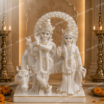 Radha Krishna Marble Statue with Cow