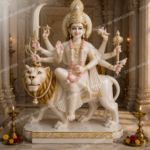 Goddess Durga Marble Statue on Lion