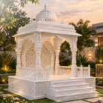 Outdoor Marble Temple for Garden – Weather-Resistant Marble Mandir