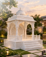 Outdoor Marble Temple for Garden – Weather-Resistant Marble Mandir